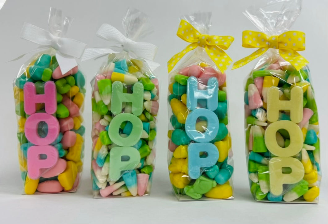 Spring Candy Corn with Hard Candy Letters